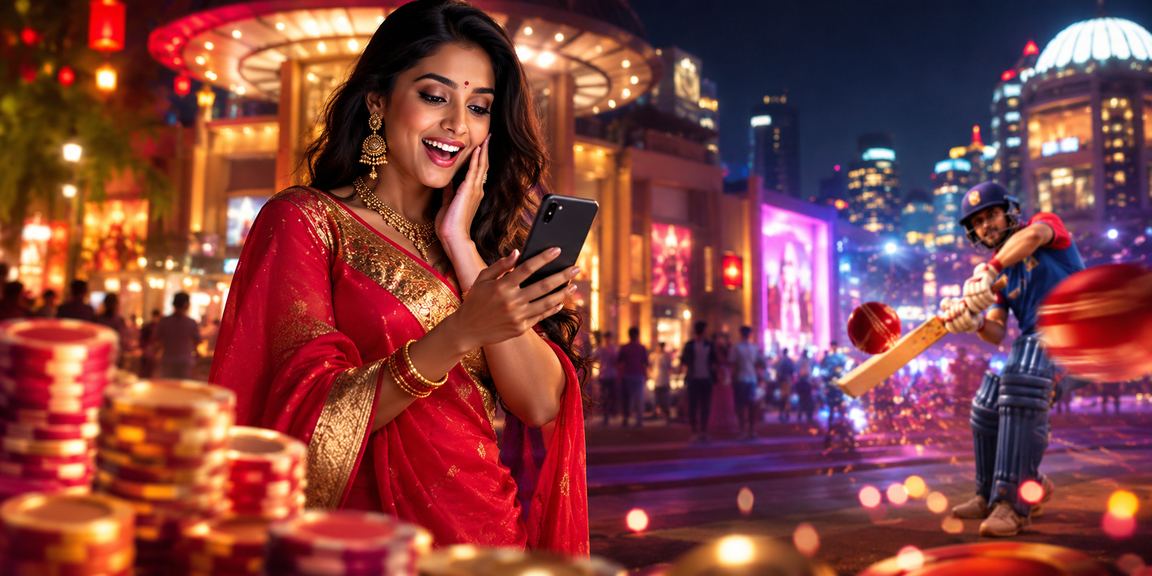 Playing Andar Bahar card game with vibrant neon ambiance